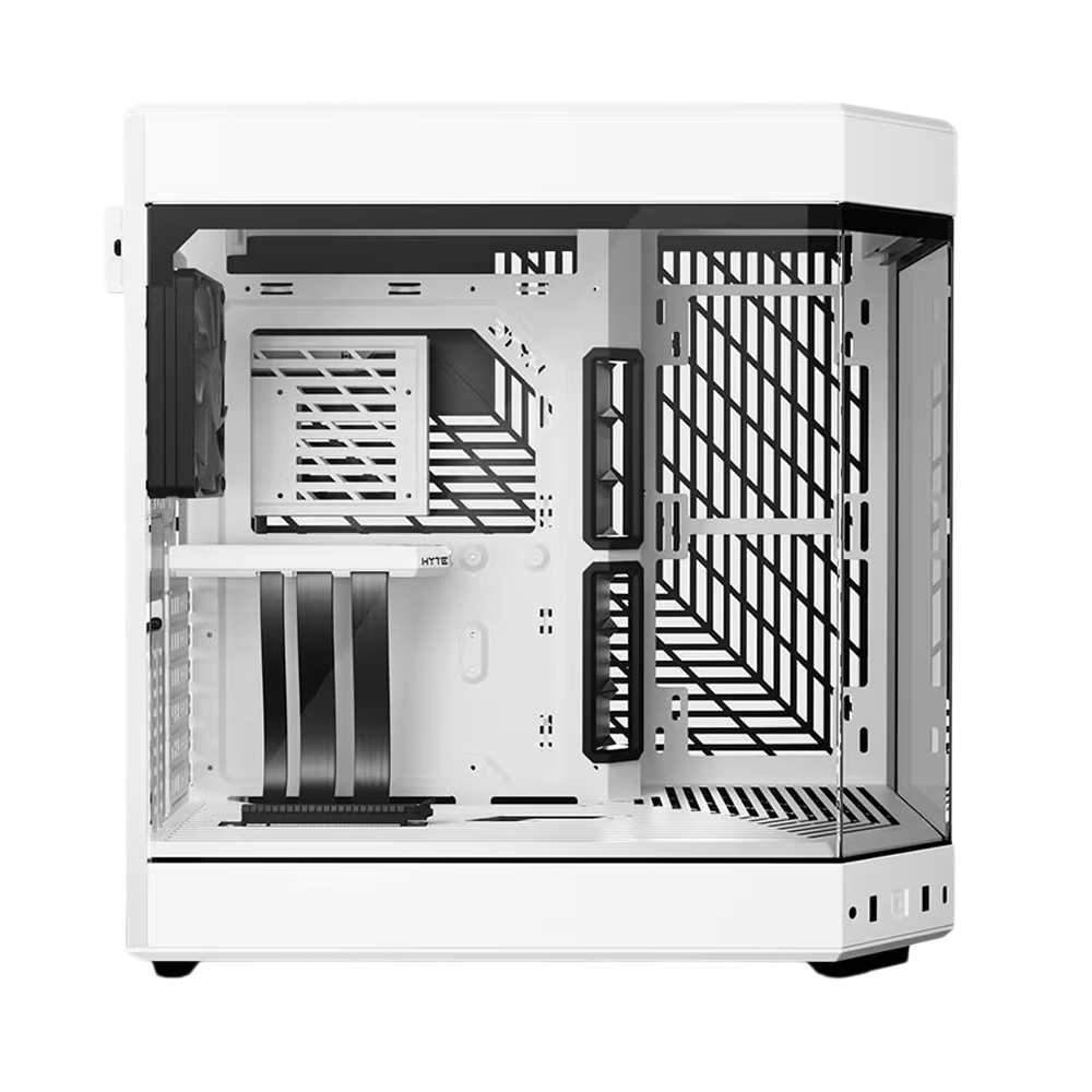 HYTE Dual Chamber Panoramic Tempered Glass ATX Case With 3 Fans - White