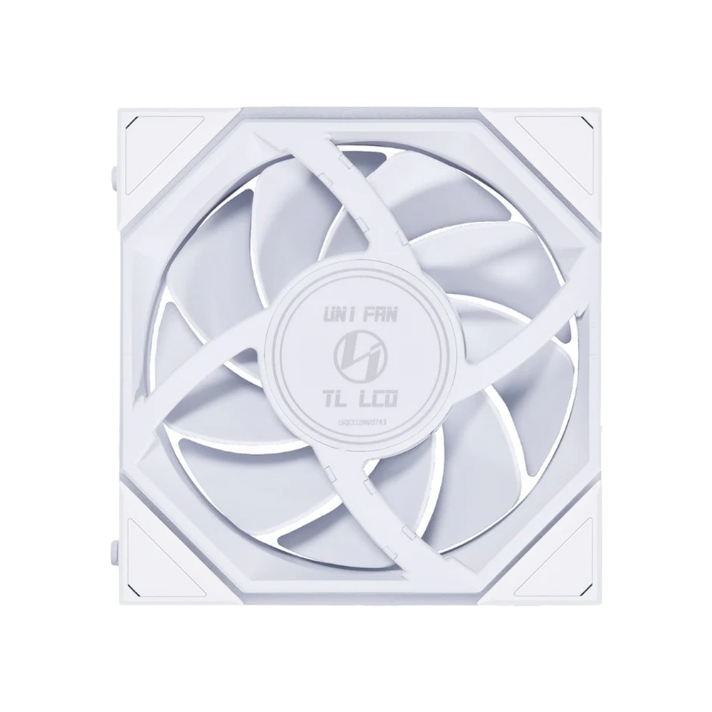 LIAN LI Uni Fan TL LCD Reverse Blade 120mm ARGB Cooling Fan Witrh 1.6 Lcd Screen - White
