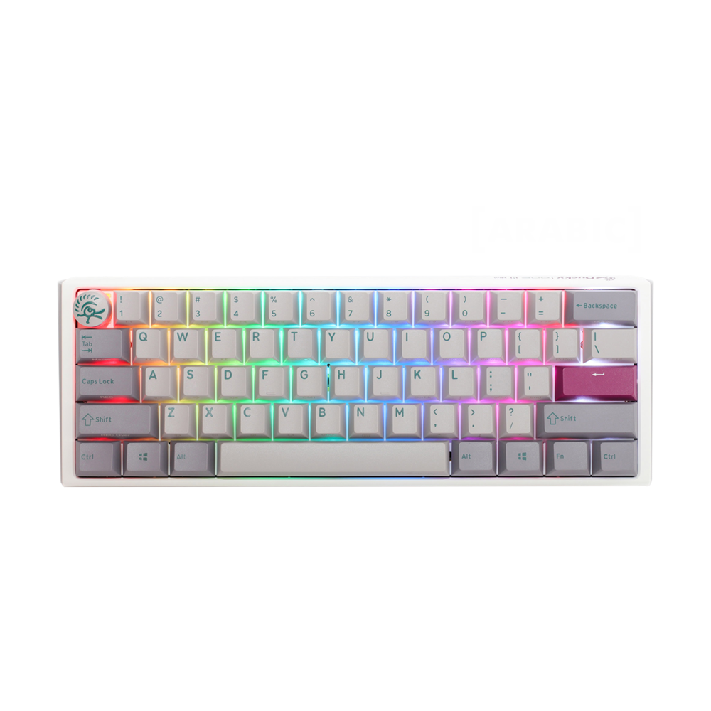 DUCKY ONE 3 MINI PBT HOT SWAP Blue Switch Cherry RGB Wired Mechanical Gaming Keyboard Arabic - Mist Grey
