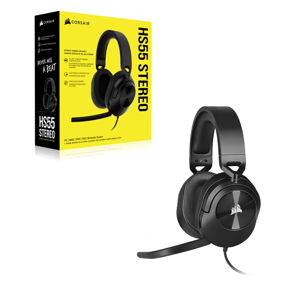 Corsair HS55 STEREO Wired Gaming Headset - Carbon (EU)