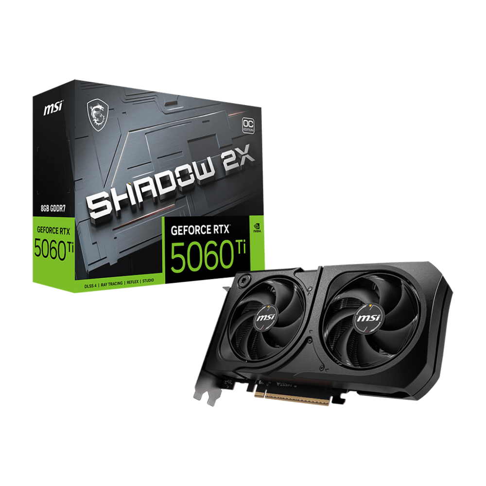 MSI GeForce RTX 5060 Ti 8GB SHADOW 2X OC PLUS Graphic Card - Black