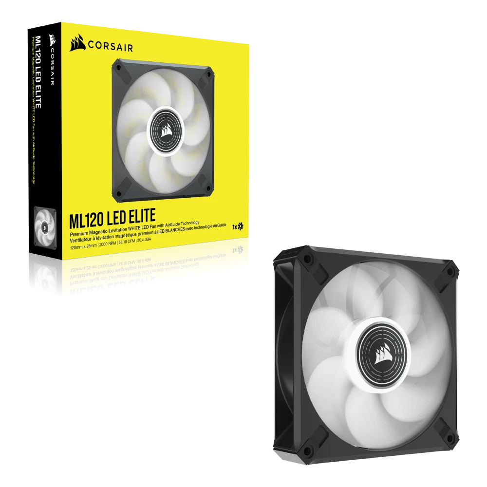 CORSAIR ML120 LED ELITE White Premium 120mm PWM Magnetic Levitation Fan