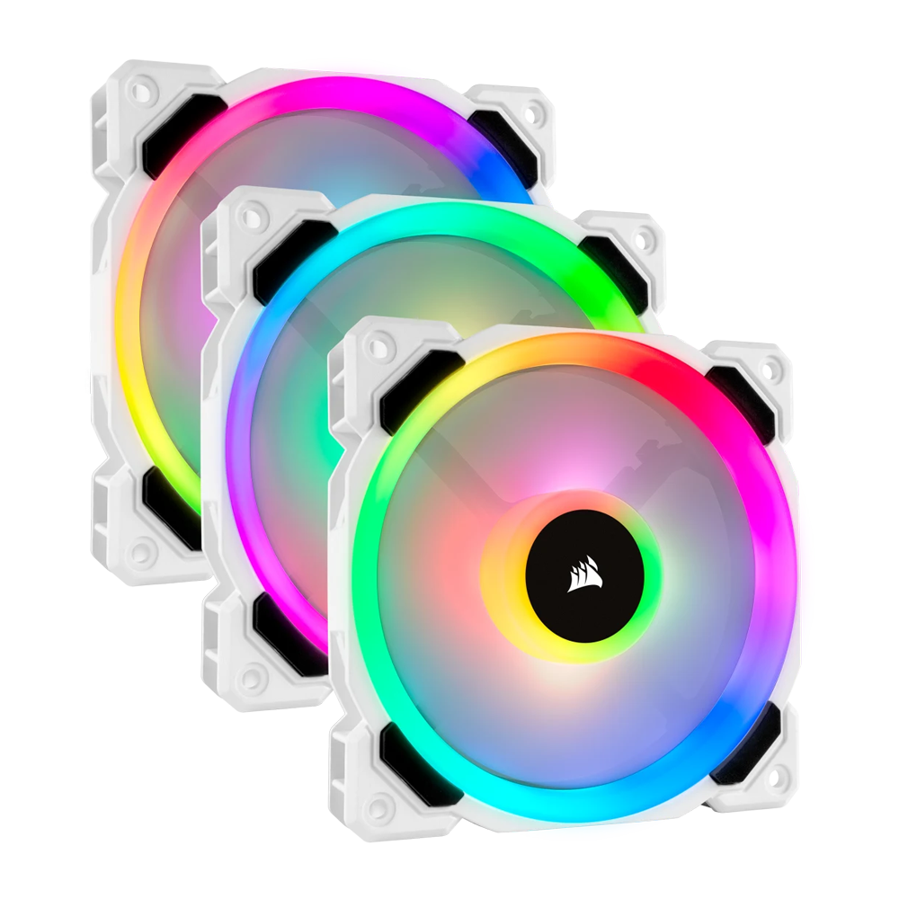 CORSAIR LL120 RGB 120mm Triple Pack With Lighting Node Pro - White
