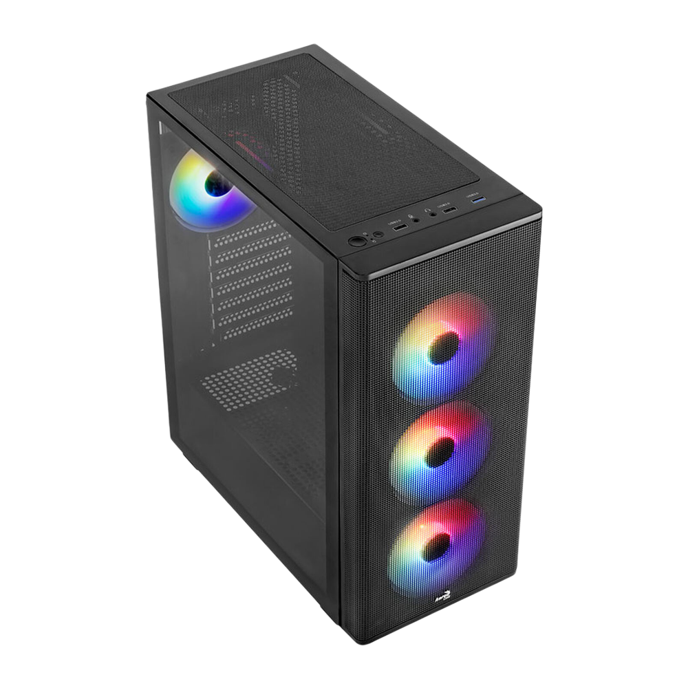 AEROCOOL DESIGNER V2 RGB Fan x 4 Mid Tower Case - Black