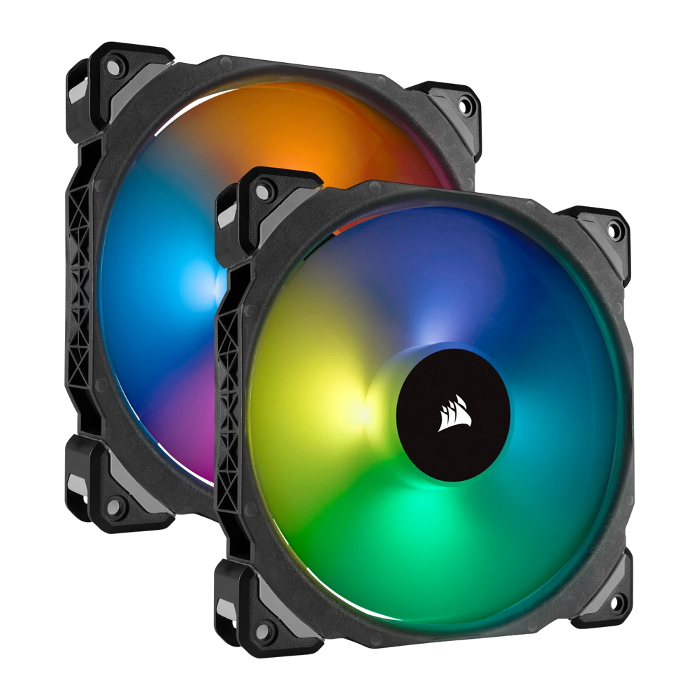CORSAIR ML140 PRO RGB LED 140mm PWM Premium Magnetic Levitation Fan Twin Fan Pack - Black