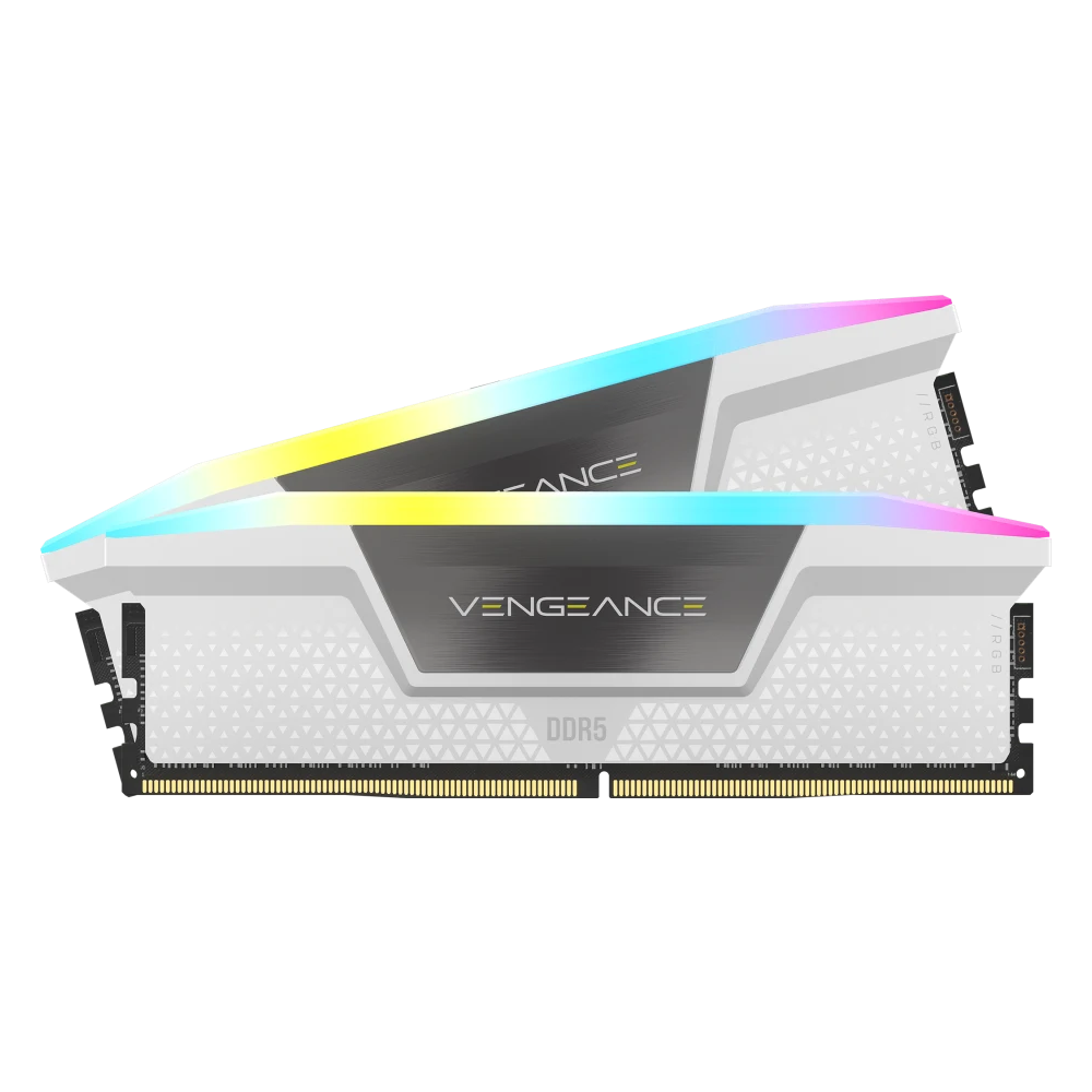 CORSAIR VENGEANCE RGB 64GB (2x32GB) DDR5 DRAM 6400MT/s CL32 Memory Kit - White