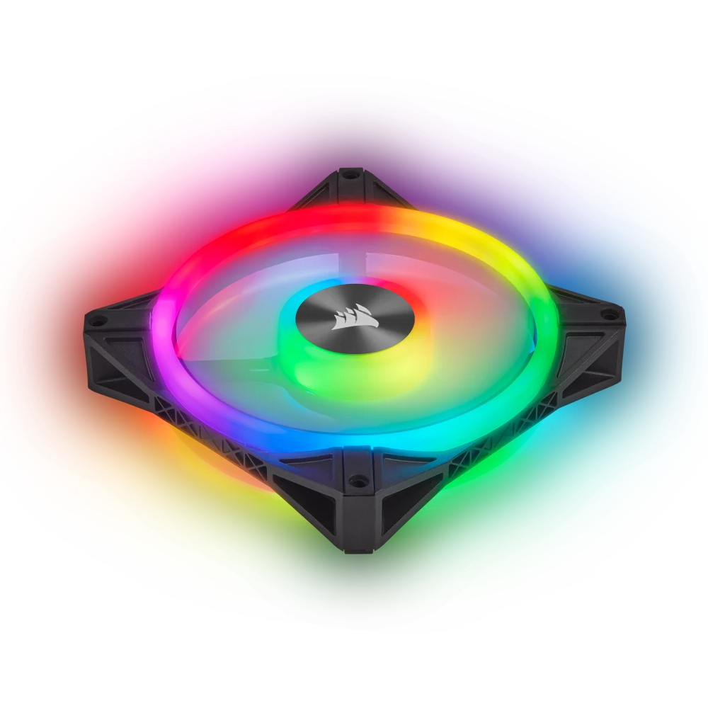 CORSAIR iCUE QL120 ARGB PWM Fan Triple Fan Kit With Lighting Node Core - Black