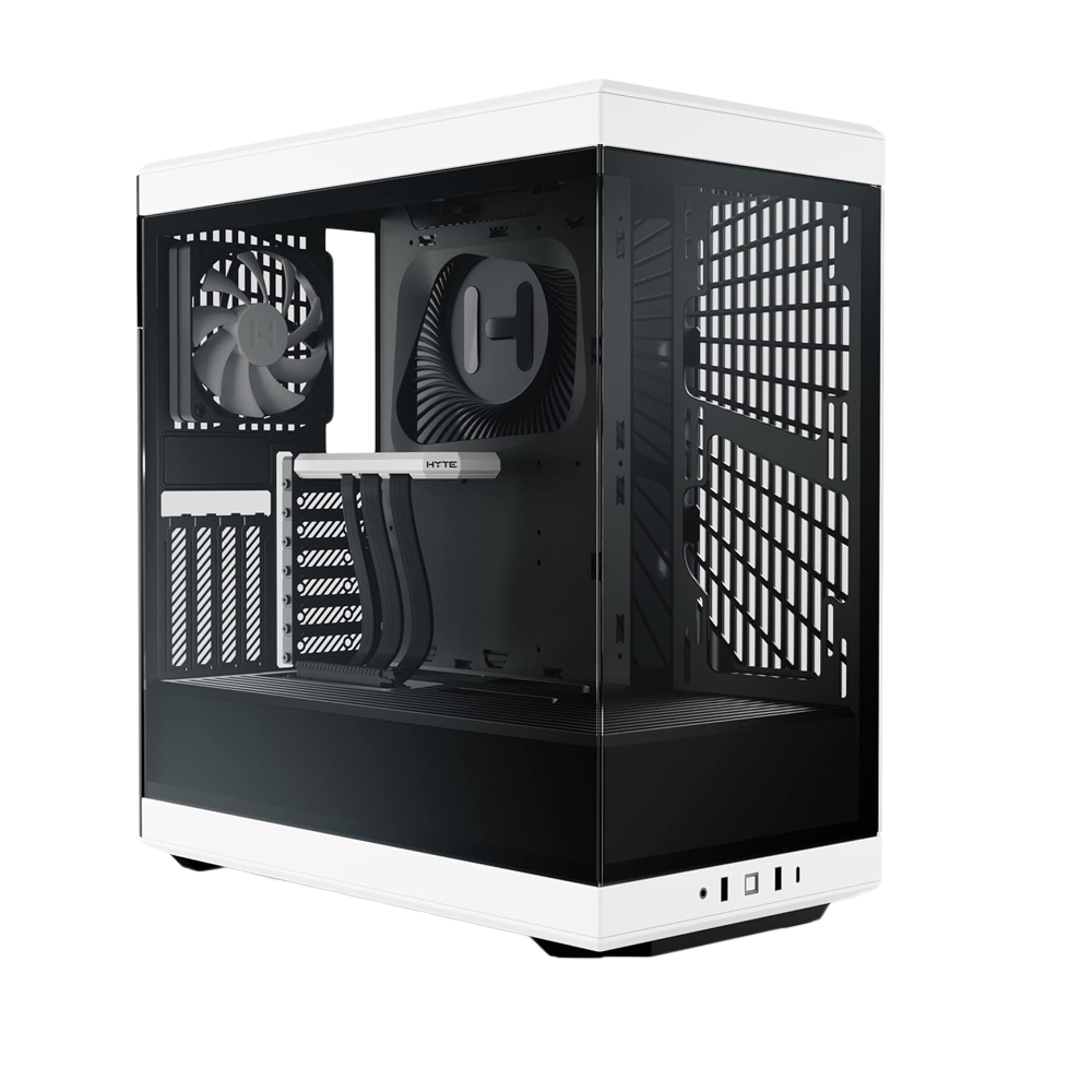 HYTE Y40 Panoramic Tempered Glass With Two 120mm fans, PCI-E 4.0 Vertical Mount included ATX Mid Tower Case - Black/White