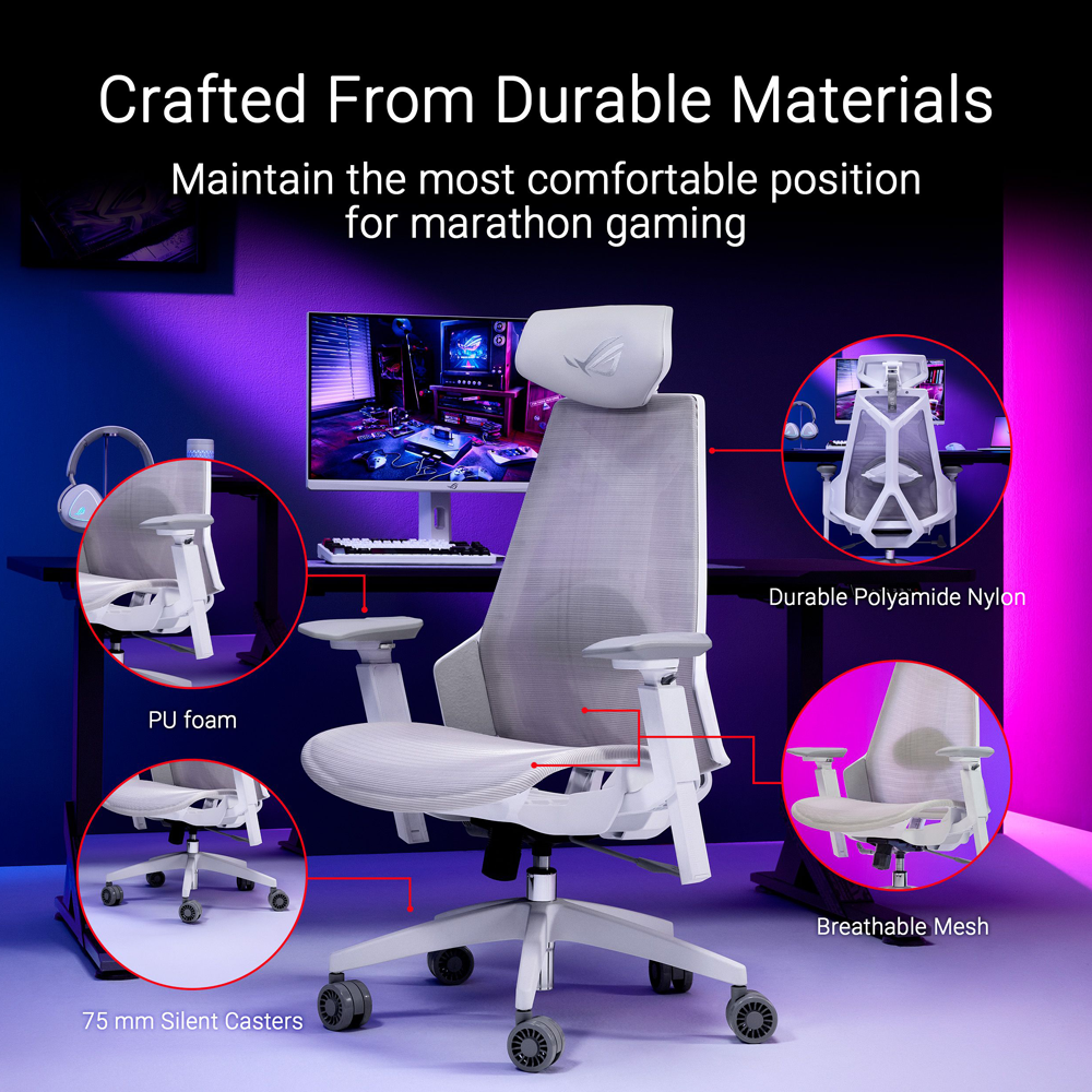 ASUS SL400C ROG Destrier Core Ergo Gaming Chair - White