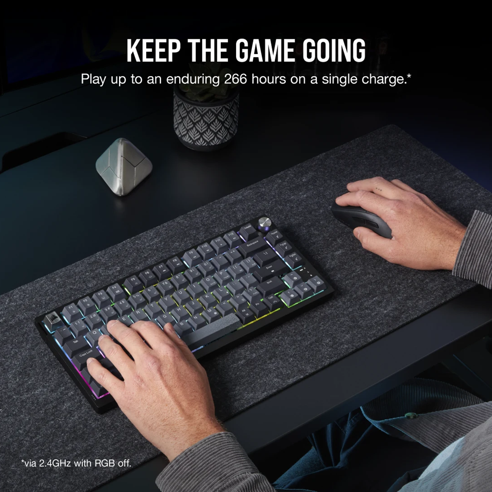 CORSAIR K65 PLUS WIRELESS 75% RGB Mechanical Gaming Keyboard - Black