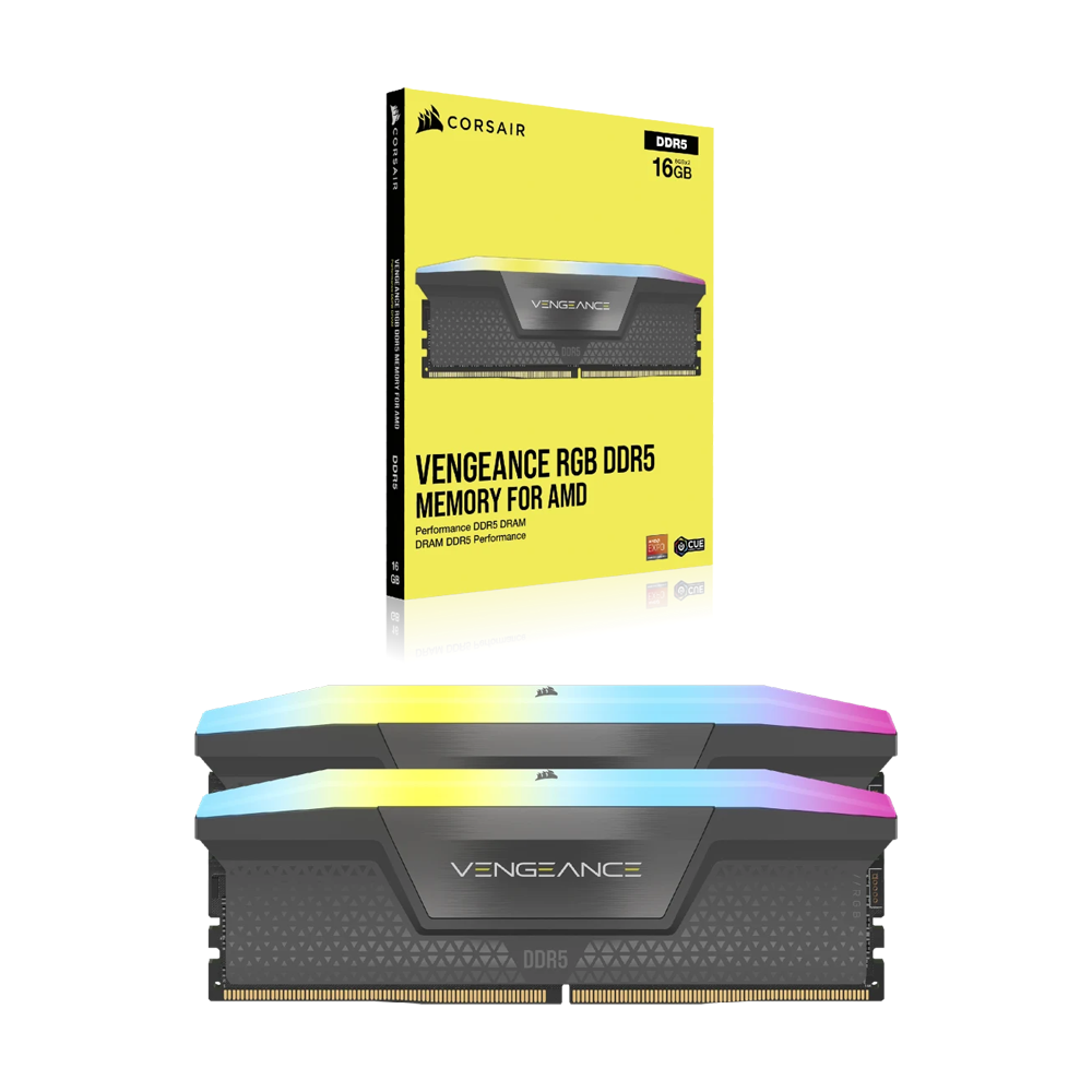 CORSAIR VENGEANCE RGB 32GB (2x16GB) DDR5 DRAM 6400MT/s CL32 AMD EXPO & Intel XMP Memory Kit - Black