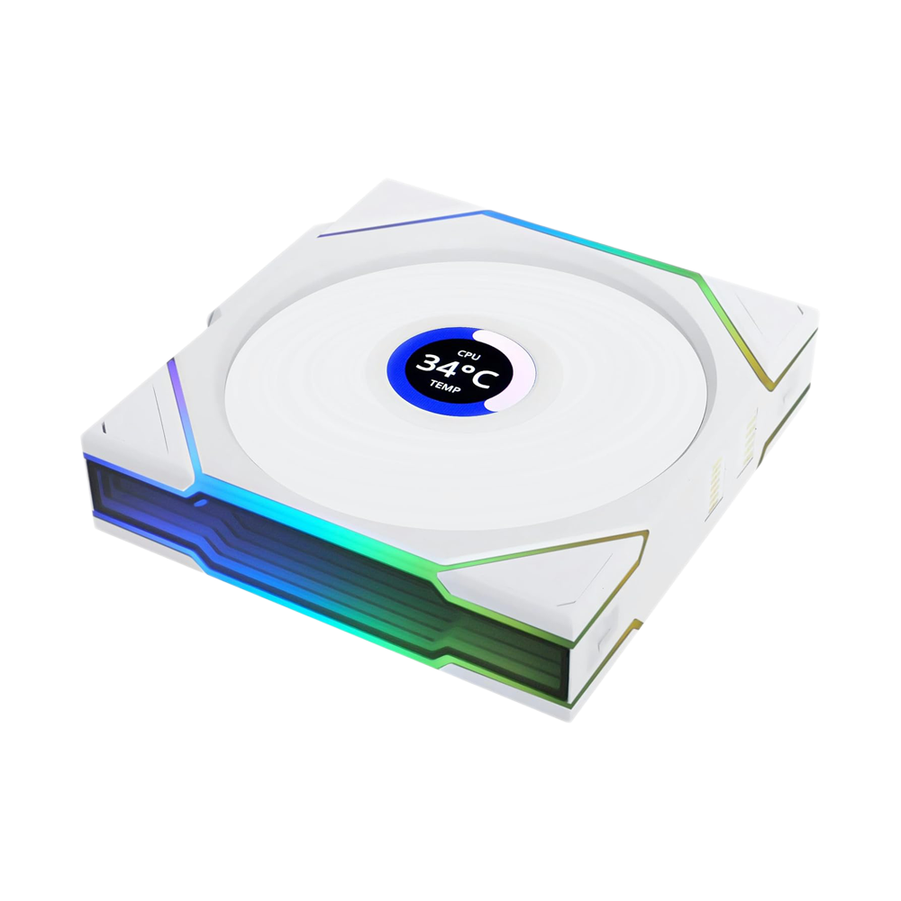 Lian Li UNI FAN TL Wireless LCD Reverse Blade 120mm ARGB Case Fans 1.6” LCD (3 Pack) - White