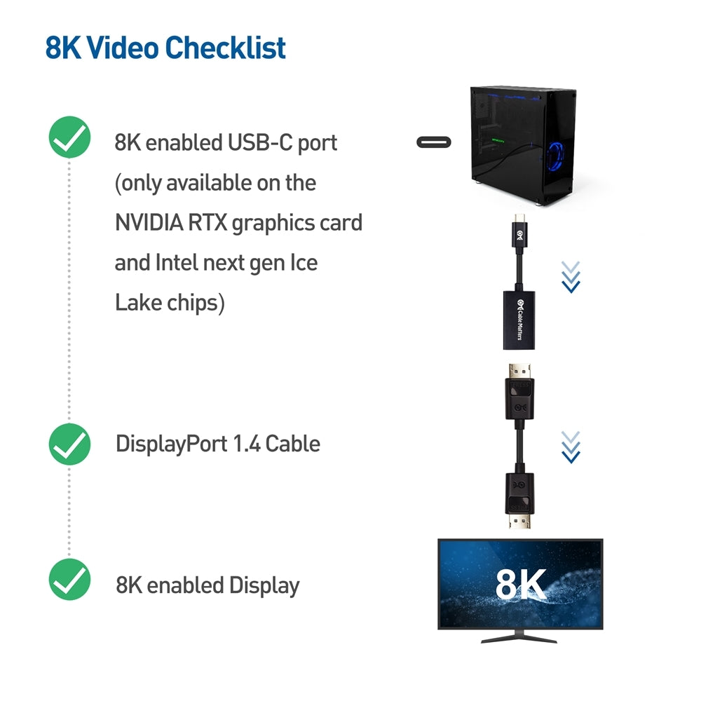 Cable Matters USB-C to DisplayPort Adapter with 8K