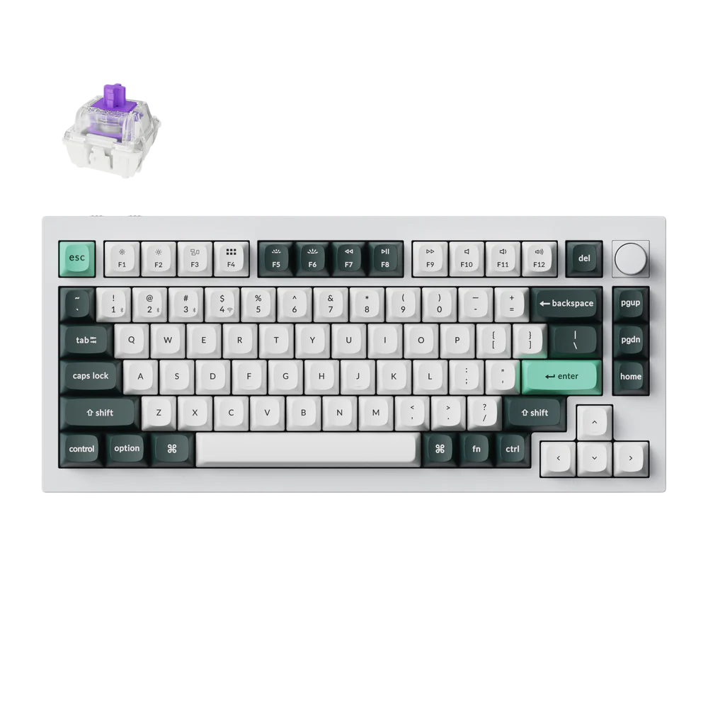 KEYCHRON Q1 HE 75% RGB Wireless Mechanical Gaming Keyboard ENG/AR - Shell White