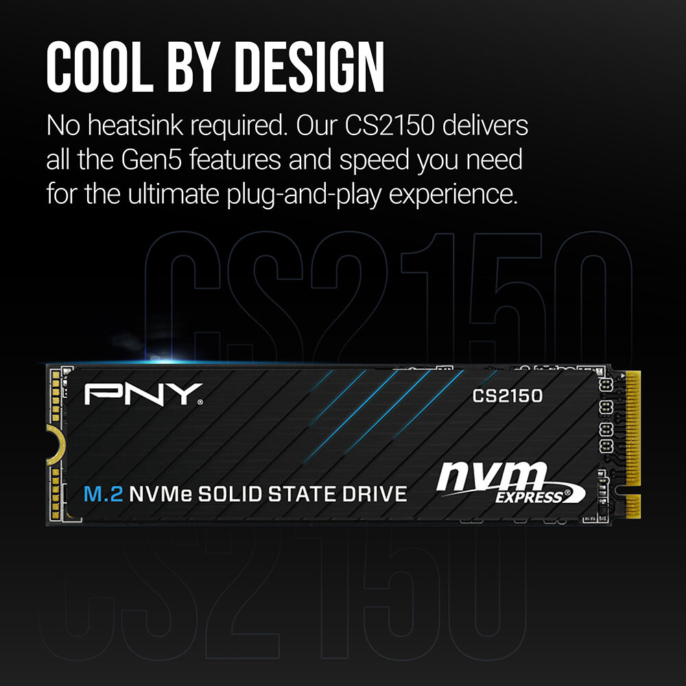 PNY SSD CS2150 M.2 2280 PCIe GEN5X4 NVMe SSD (R:10,200 MB/s W:8,300 MB/s) - 1TB