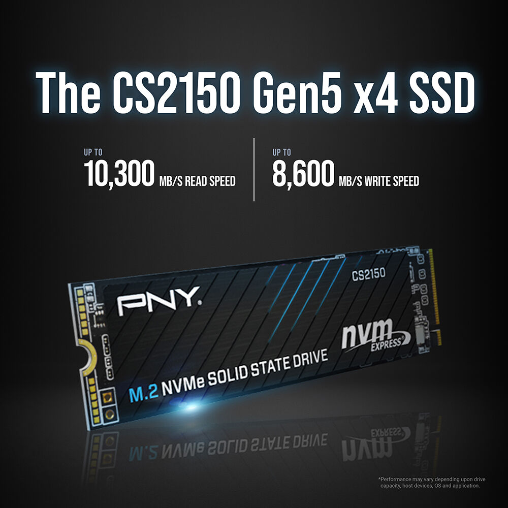 PNY SSD CS2150 M.2 2280 PCIe GEN5X4 NVMe SSD (R:10,200 MB/s W:8,300 MB/s) - 1TB