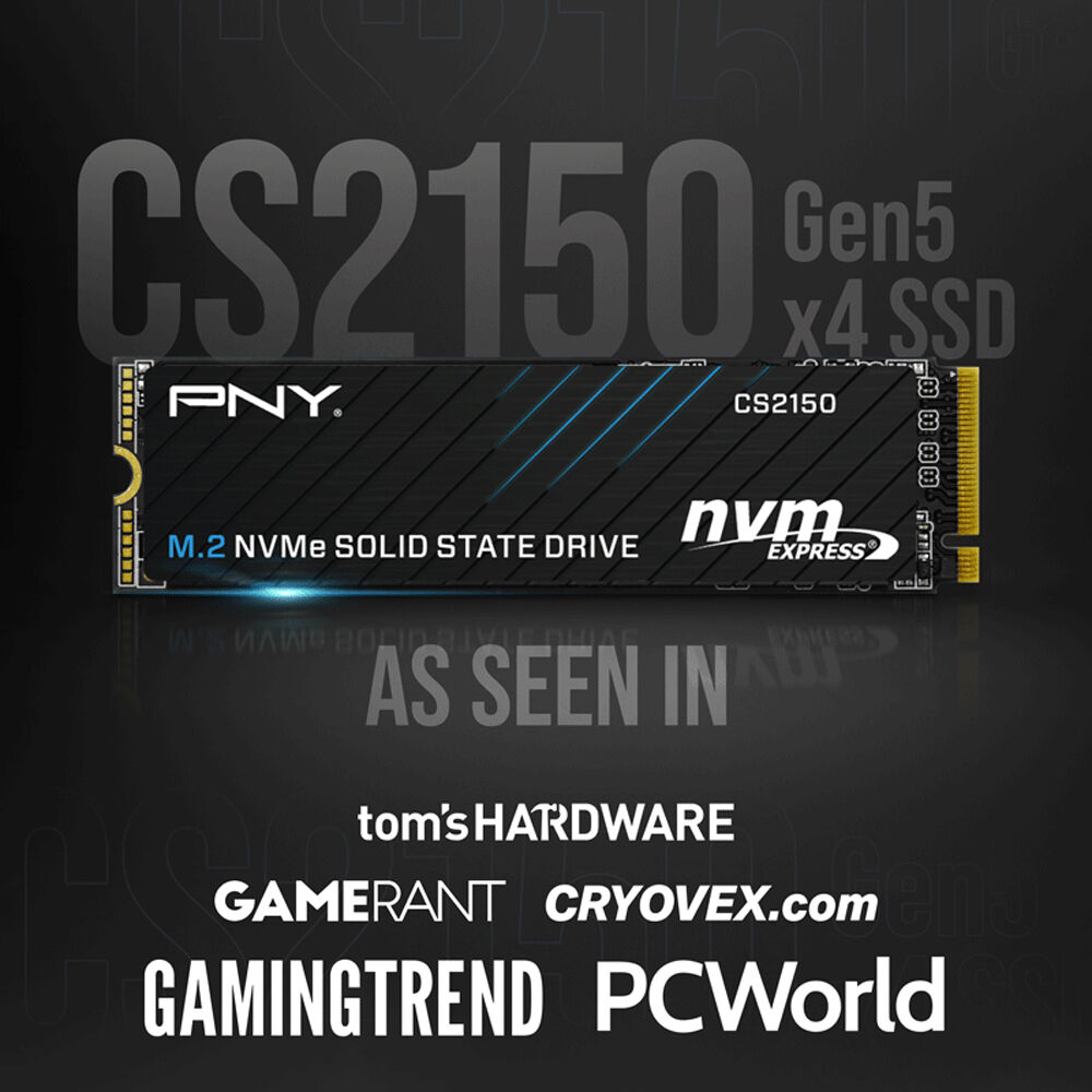 PNY SSD CS2150 M.2 2280 PCIe GEN5X4 NVMe SSD (R:10,200 MB/s W:8,300 MB/s) - 1TB