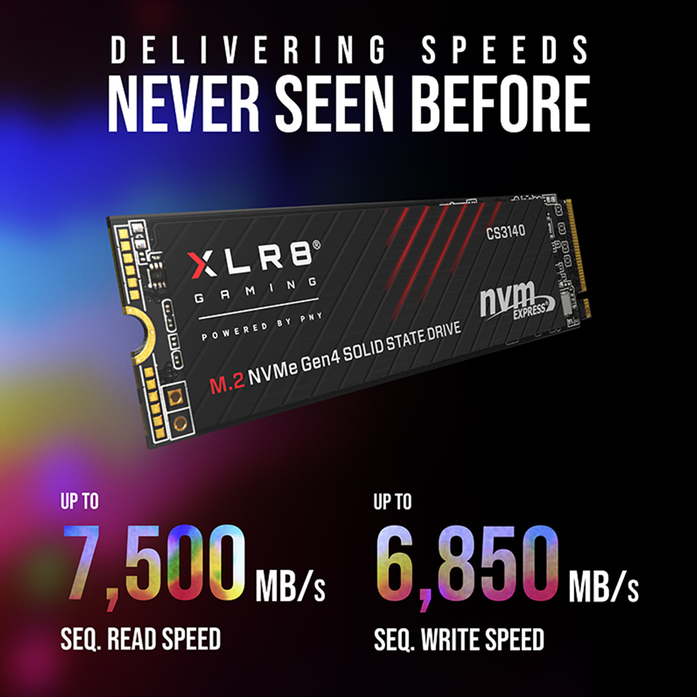 PNY XLR8 CS3140 M.2 NVMe Gen4x4 (7,500 MB/s 5,650 MB/s) - 1TB