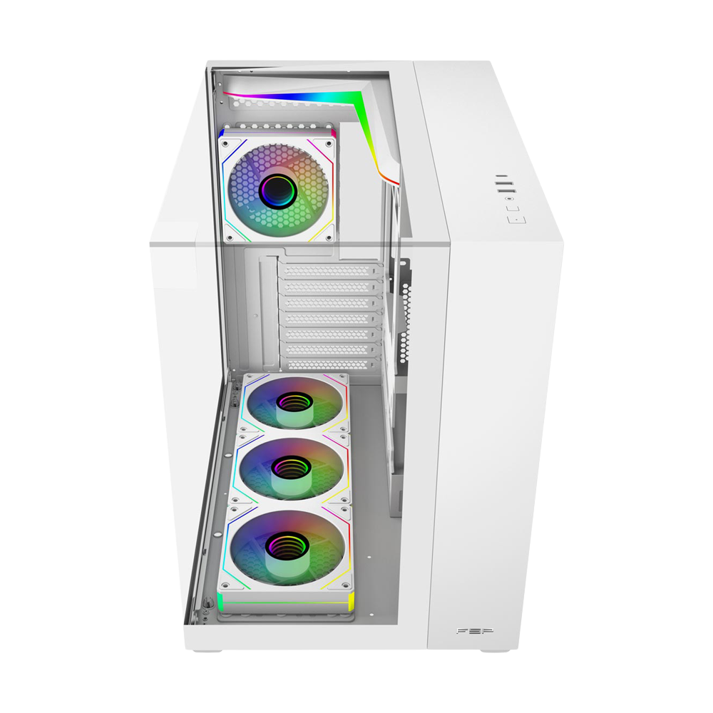 FSP M541 With 7 ARGB Fans Mid Tower Case - White