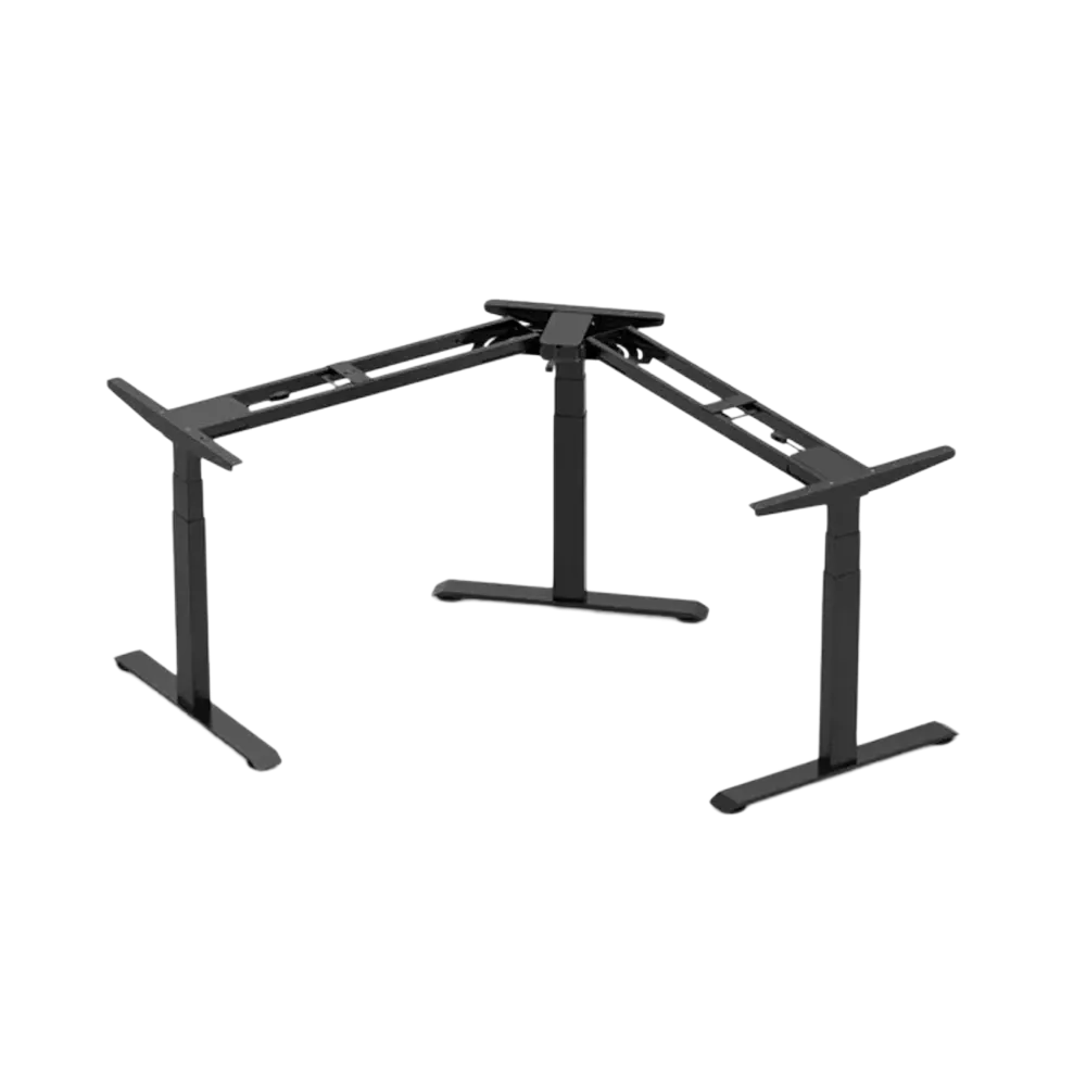 Gamvity L Shape Standing Ergonomic 3 Legs Stand Up Modern Furniture Table Electric Height Adjustable Desk(1000x1750mm) - Walnut
