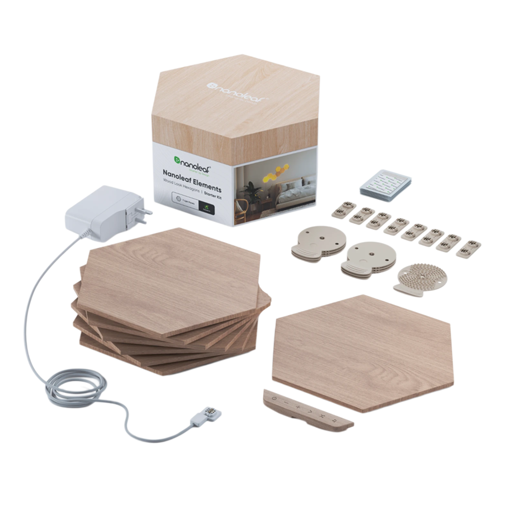 Nanoleaf Hexagons Elements Birchwood Starter Kit 7 Pack EU/UK