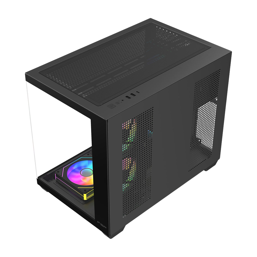 FSP S342 With 6 ARGB Fans Mid Tower Case - Black