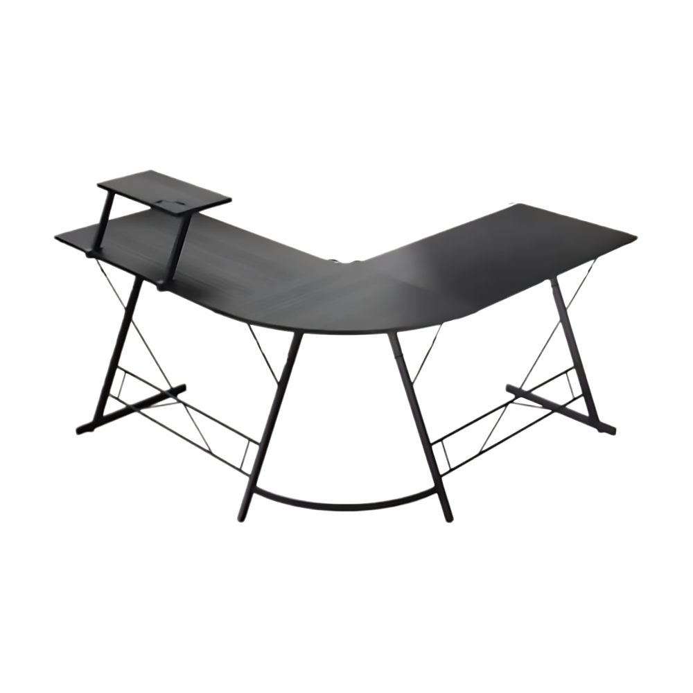 GAMEON L-Shaped Slayer I Series Headset Hook Gaming Desk - Black