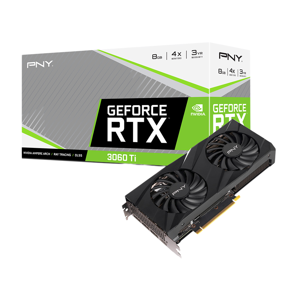 PNY Nvidia GeForce RTX 3060 Ti 8GB VERTO Dual Fan (LHR) Graphics Card - Black