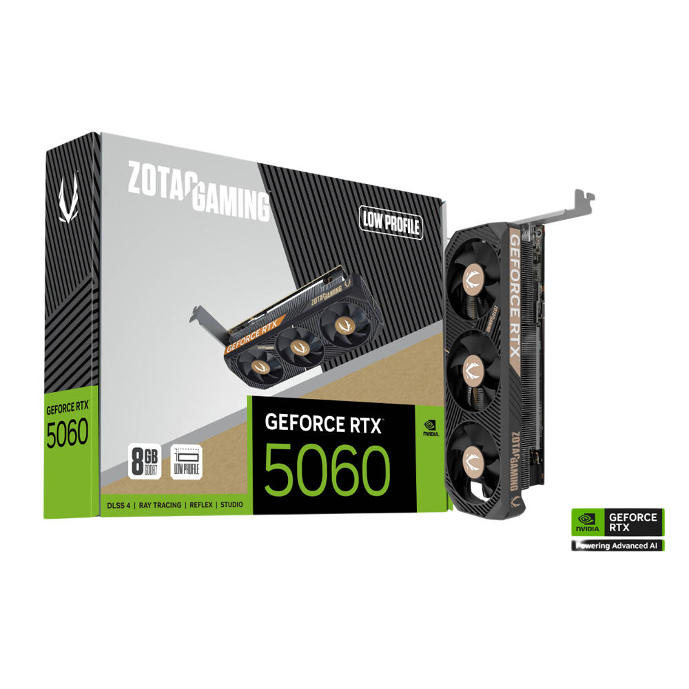 ZOTAC GAMING Nvidia GeForce RTX 5060 8GB Low Profile Triple Fan Graphics Card - Black