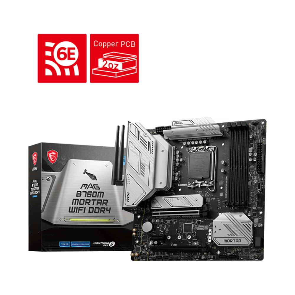 MSI MAG B760M MORTAR WIFI DDR4 mATX Motherboard - Black