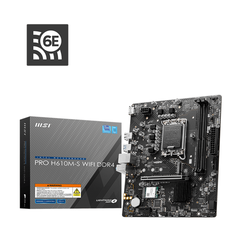 MSI PRO H610M-S DDR4 WIFI Mother Board - Black