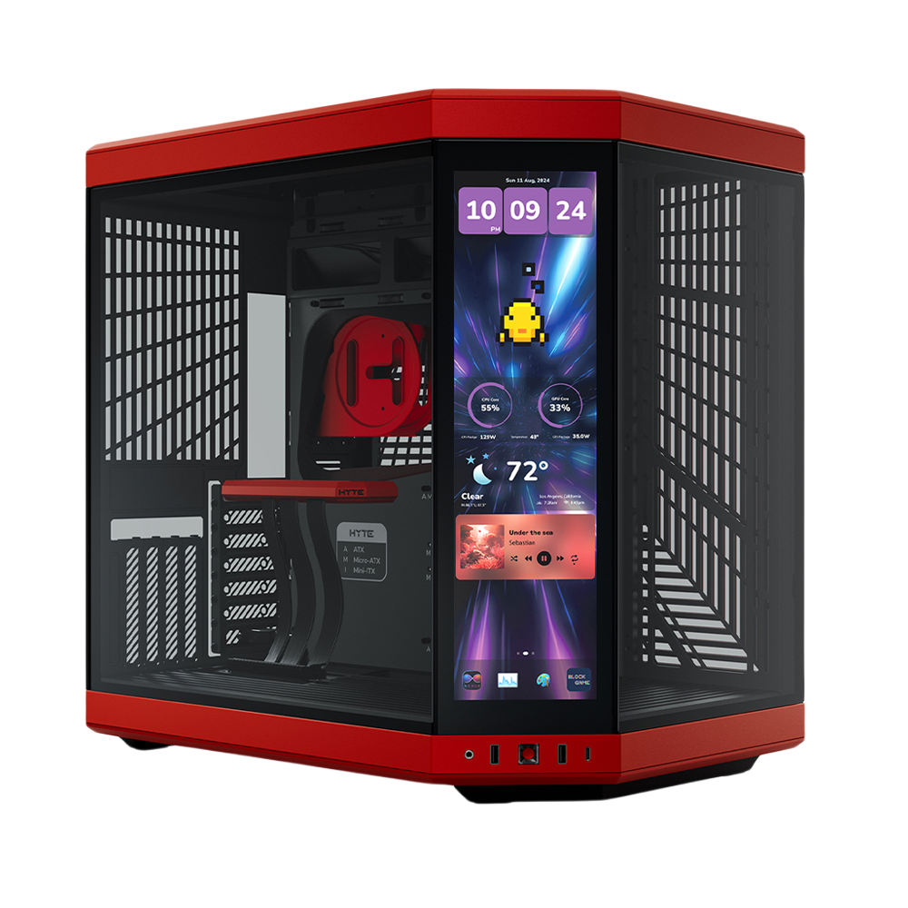 HYTE Y70 TOUCH INFINITE 14.5 Inch Integrated IPS Touchscreen ATX Case - Black Cherry