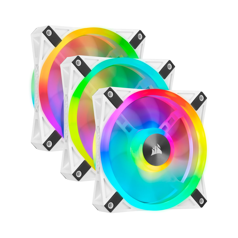 CORSAIR iCUE QL120 ARGB PWM Triple Fan Kit With Lighting Node Core - White