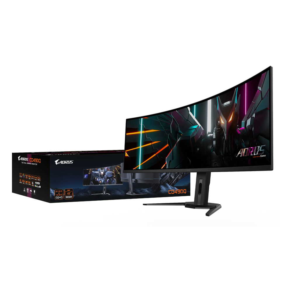 GIGABYTE AORUS CO49DQ 49 Inch 144Hz QD-OLED DUAL QHD HDMI 2.1 0.03ms Edge Gaming Monitor - Black