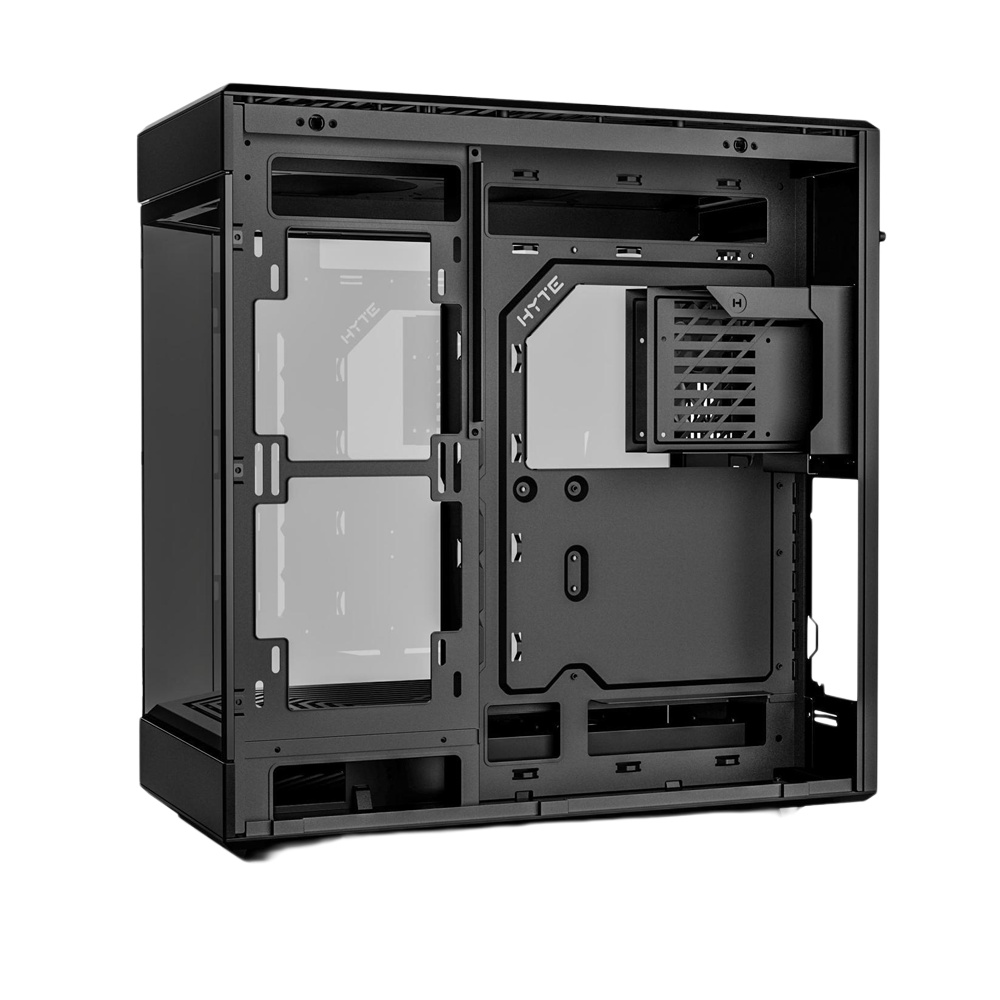 HYTE Dual Chamber Panoramic Tempered Glass ATX Case With 3 Fans - Black