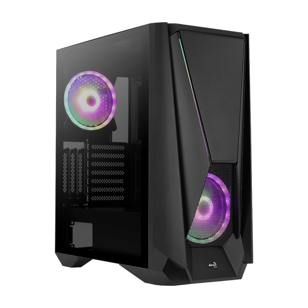 Aerocool Visor-G-BK-V1 / ARGB Fan x 2-Glass Edition-Black