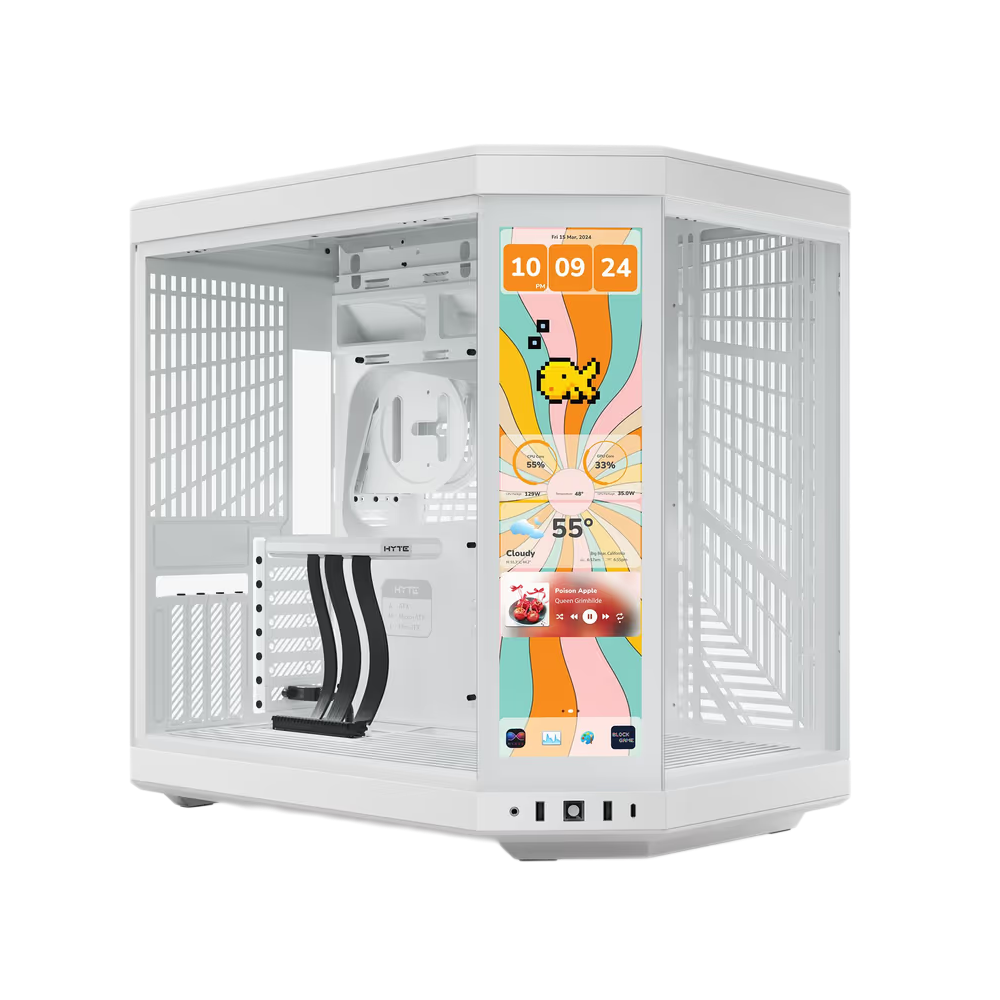 HYTE Y70 TOUCH INFINITE 14.5 Inch Integrated IPS Touchscreen ATX Case - Snow White