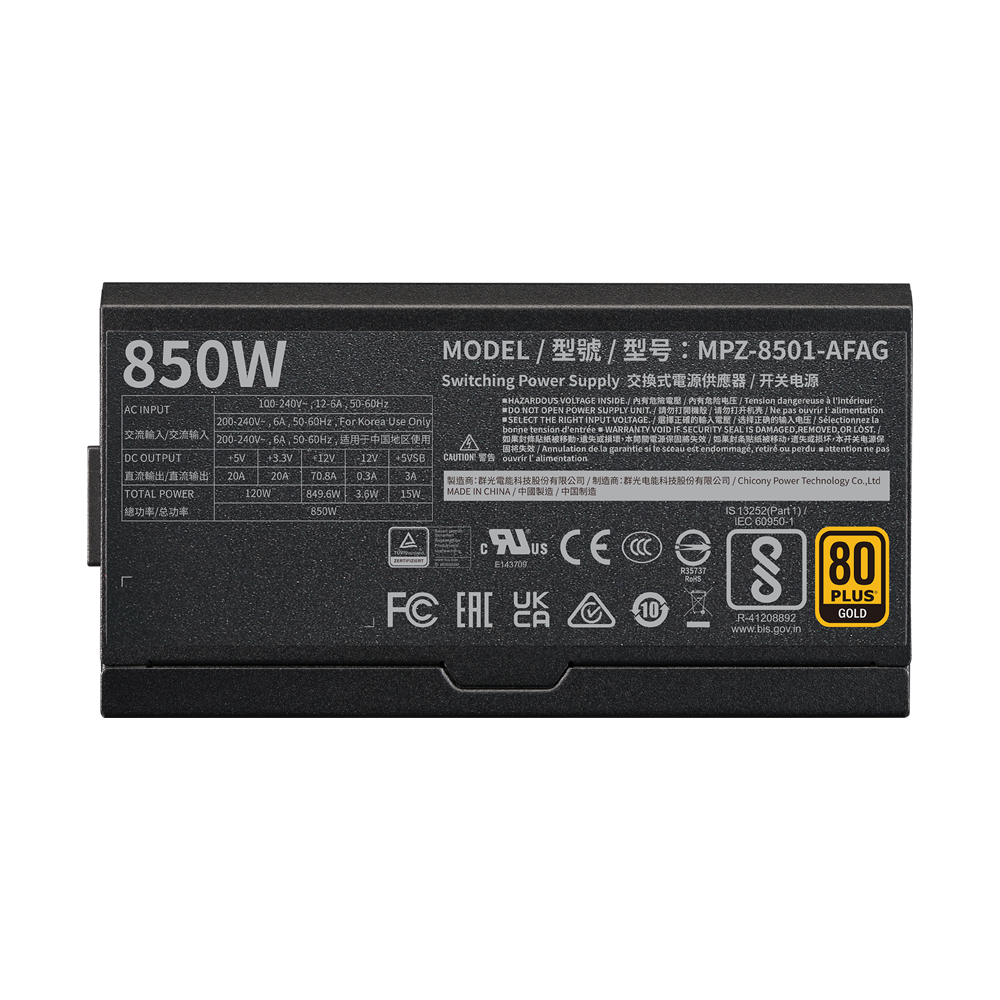 COOLER MASTER V850 GOLD I MULTI 80 Plus Modular ATX 3.0 Power Supply - Black
