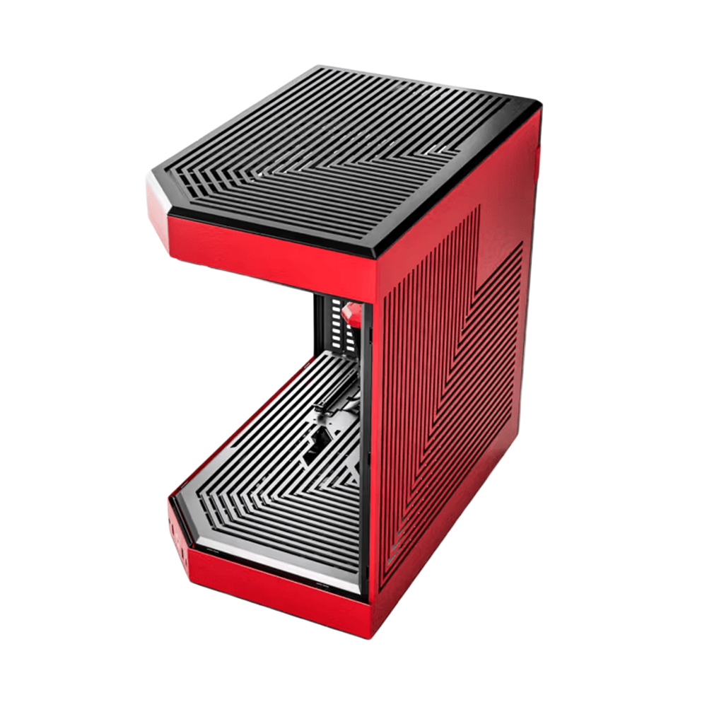 HYTE Dual Chamber Panoramic Tempered Glass ATX Case With 3 Fans - Black/Red