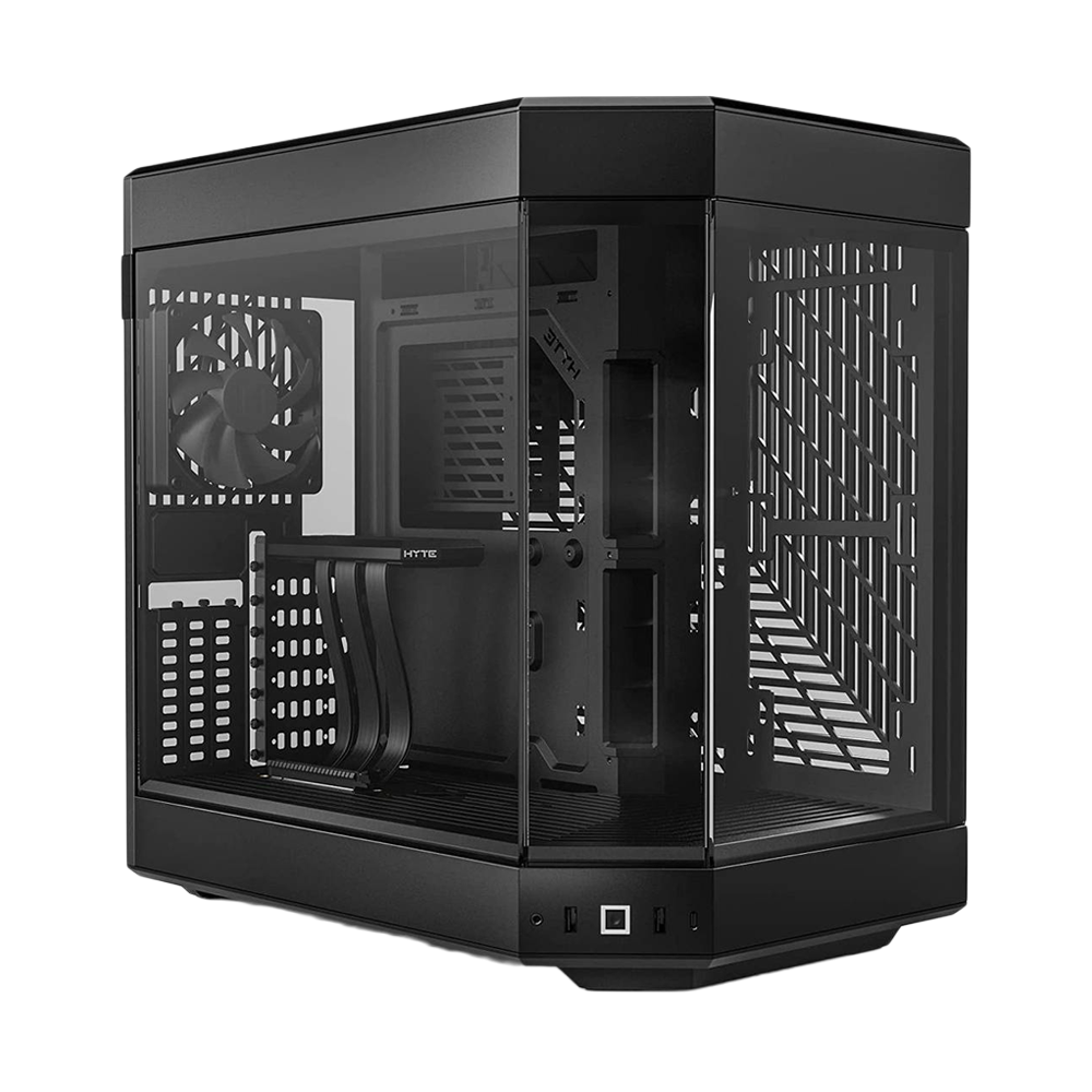 HYTE Dual Chamber Panoramic Tempered Glass ATX Case With 3 Fans - Black