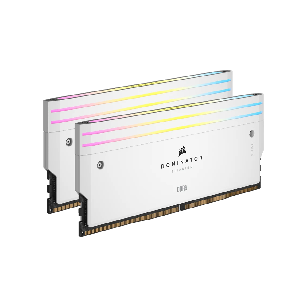 CORSAIR DOMINATOR TITANIUM RGB 64GB (2x32GB) DDR5 DRAM 6600MT/s CL32 Intel XMP Memory Kit - White