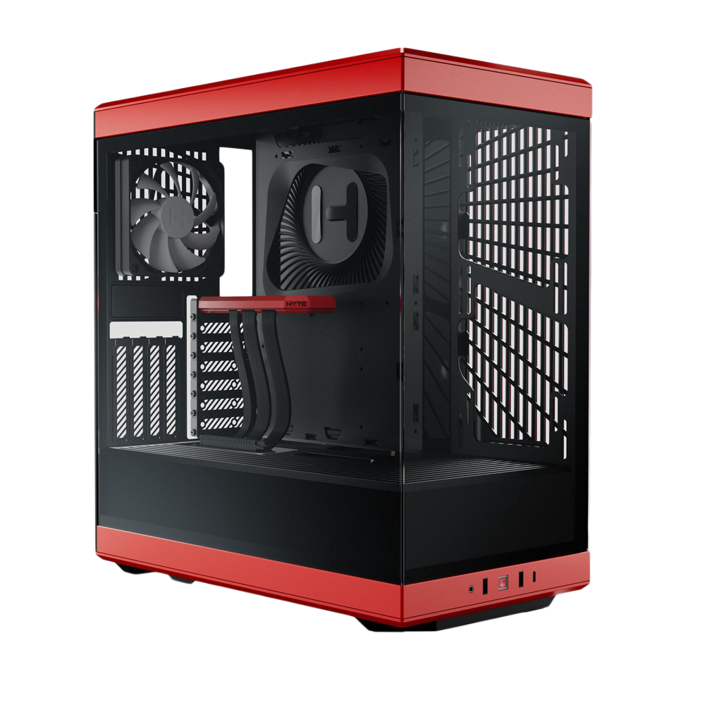 HYTE Y40 Panoramic Tempered Glass With Two 120mm fans, PCI-E 4.0 Vertical Mount included ATX Mid Tower Case - Black/Red