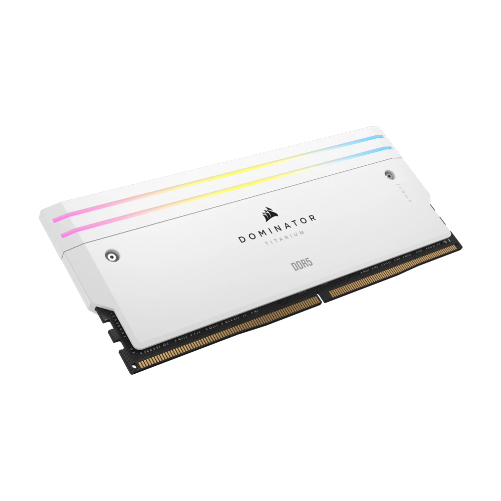 CORSAIR DOMINATOR TITANIUM RGB 96GB (2x48GB) DDR5 DRAM 6600MT/s CL32 Intel XMP Memory Kit - White