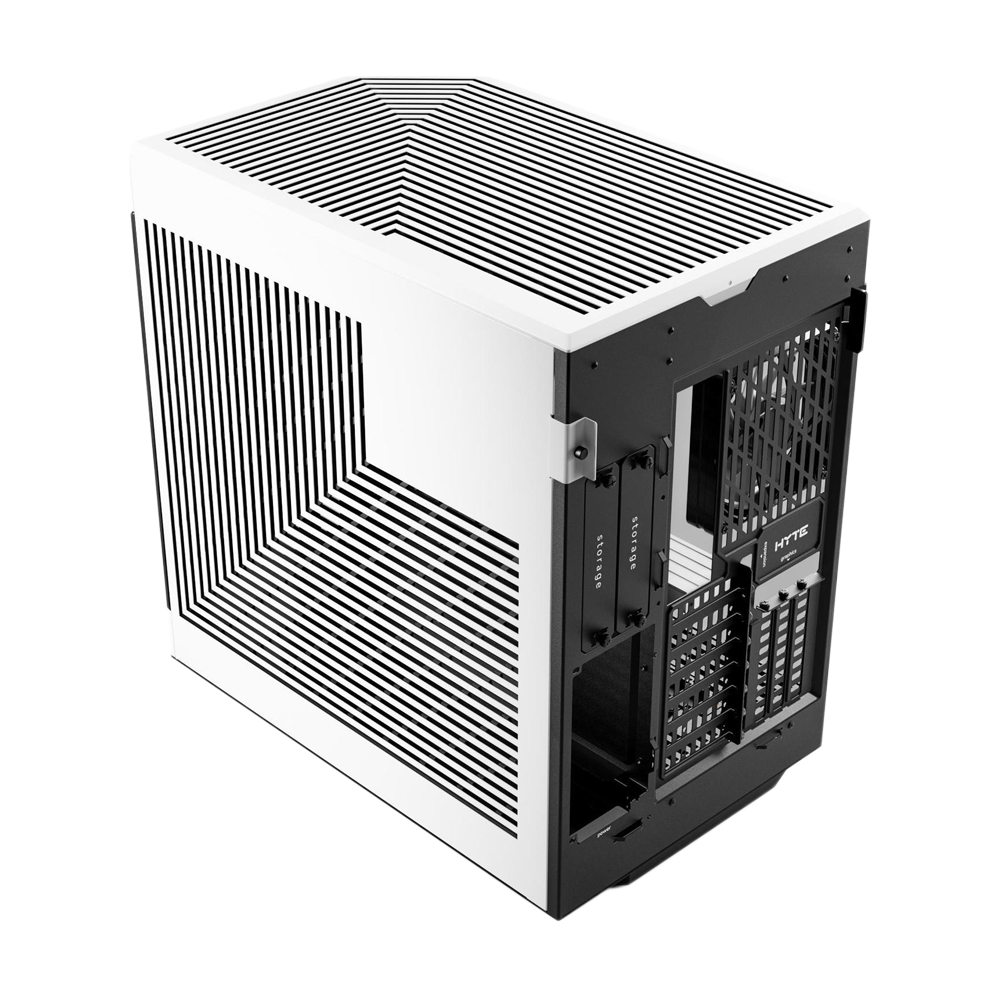 HYTE Dual Chamber Panoramic Tempered Glass ATX Case with 3 Fans - Black/White