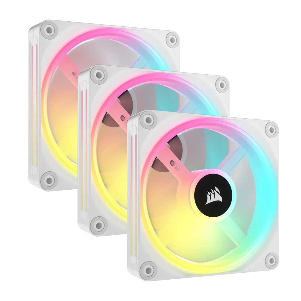 CORSAIR iCUE LINK QX120 RGB 120mm PWM Case Fan Starter Kit With iCUE LINK System Hub - White