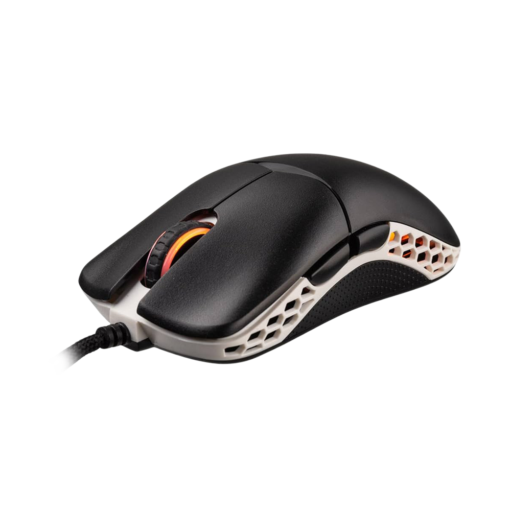 DUCKY FEATHER RGB Wired Huano Blue Switches Lightweight Gaming Mouse - Black/White