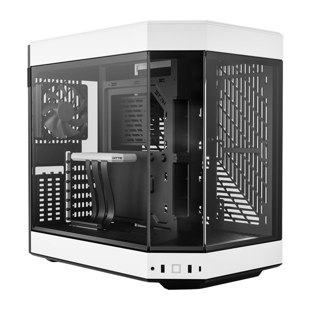 HYTE Dual Chamber Panoramic Tempered Glass ATX Case with 3 Fans - Black/White