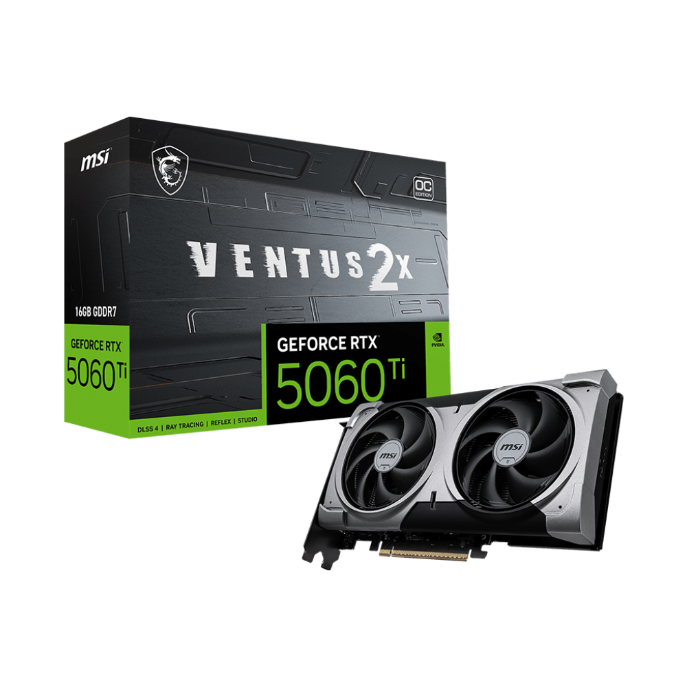 MSI GeForce RTX 5060 Ti 16GB VENTUS 2X OC PLUS Graphic Card - Black