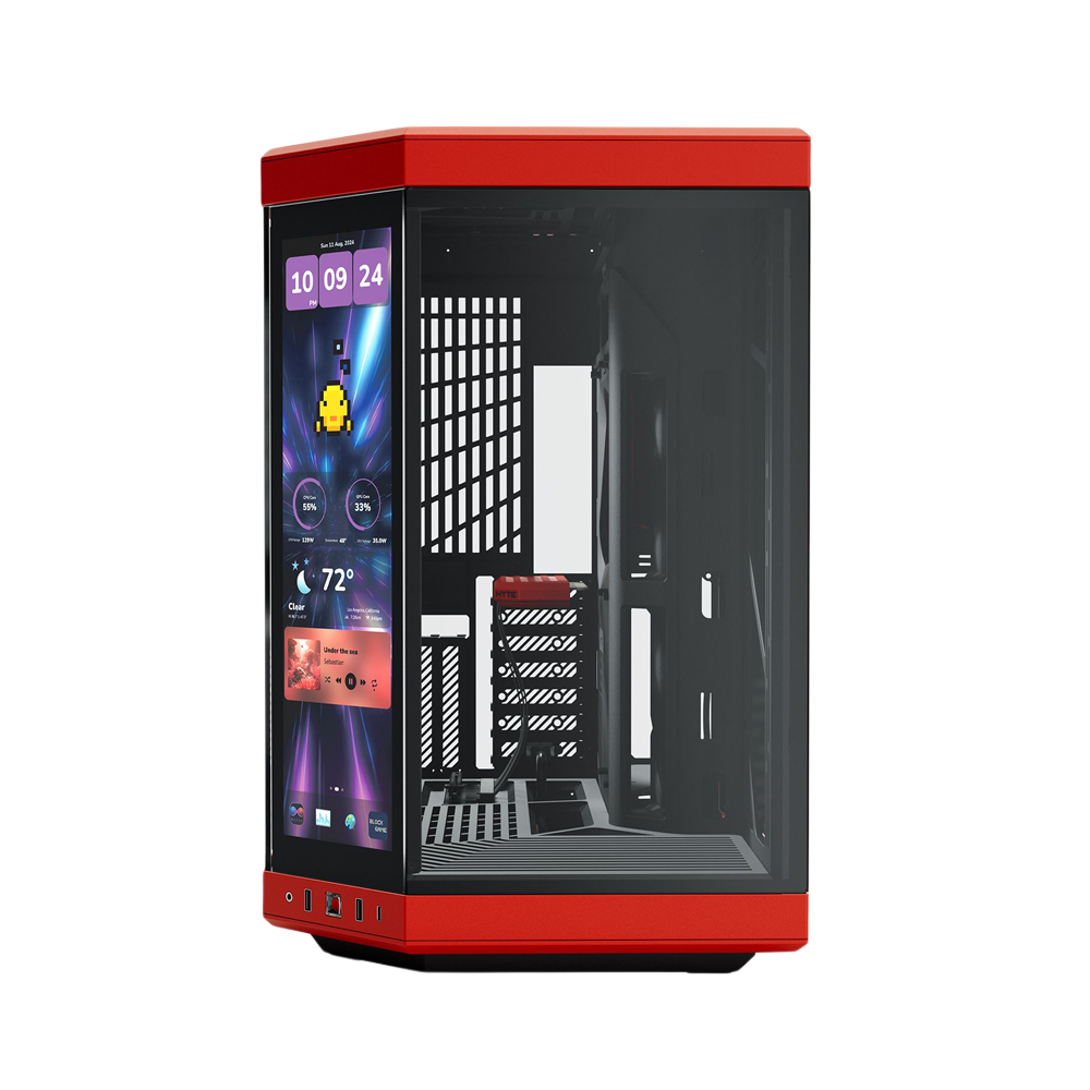 HYTE Y70 TOUCH INFINITE 14.5 Inch Integrated IPS Touchscreen ATX Case - Black Cherry