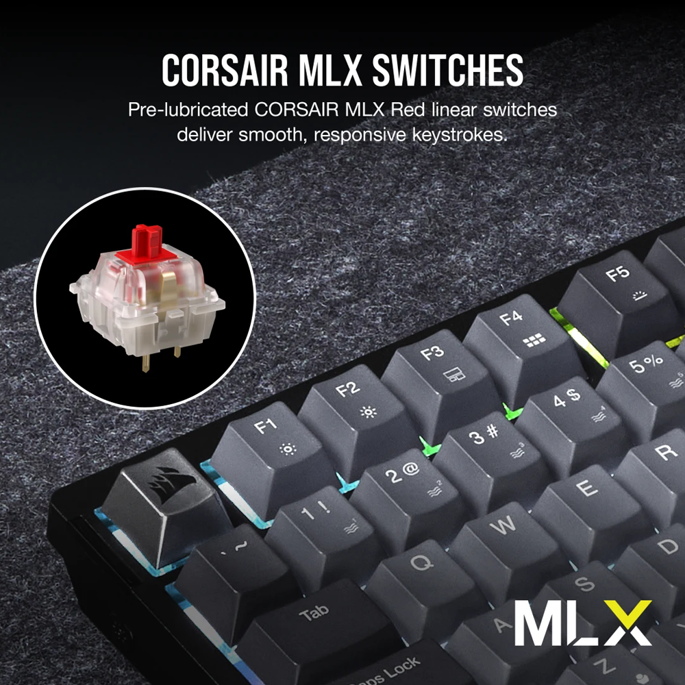 CORSAIR K65 PLUS WIRELESS 75% RGB Mechanical Gaming Keyboard - Black